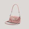 Pink White Ctrast Soft Leather Handbag PU Crossbody Bow Decorated Underarm Purse Sweet Style Women Pack Fashi Daily Bag