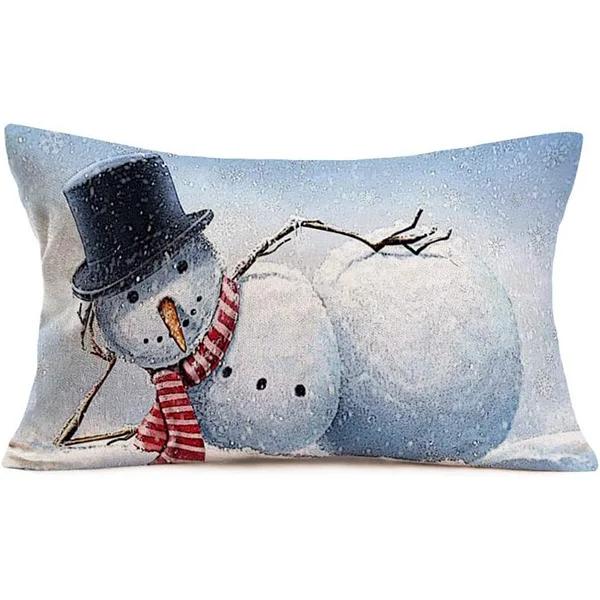 New Christmas Style Simple Letter Double-sided Printed Linen Pillow for Home Decoration, Sofa Waist Pillowcase
