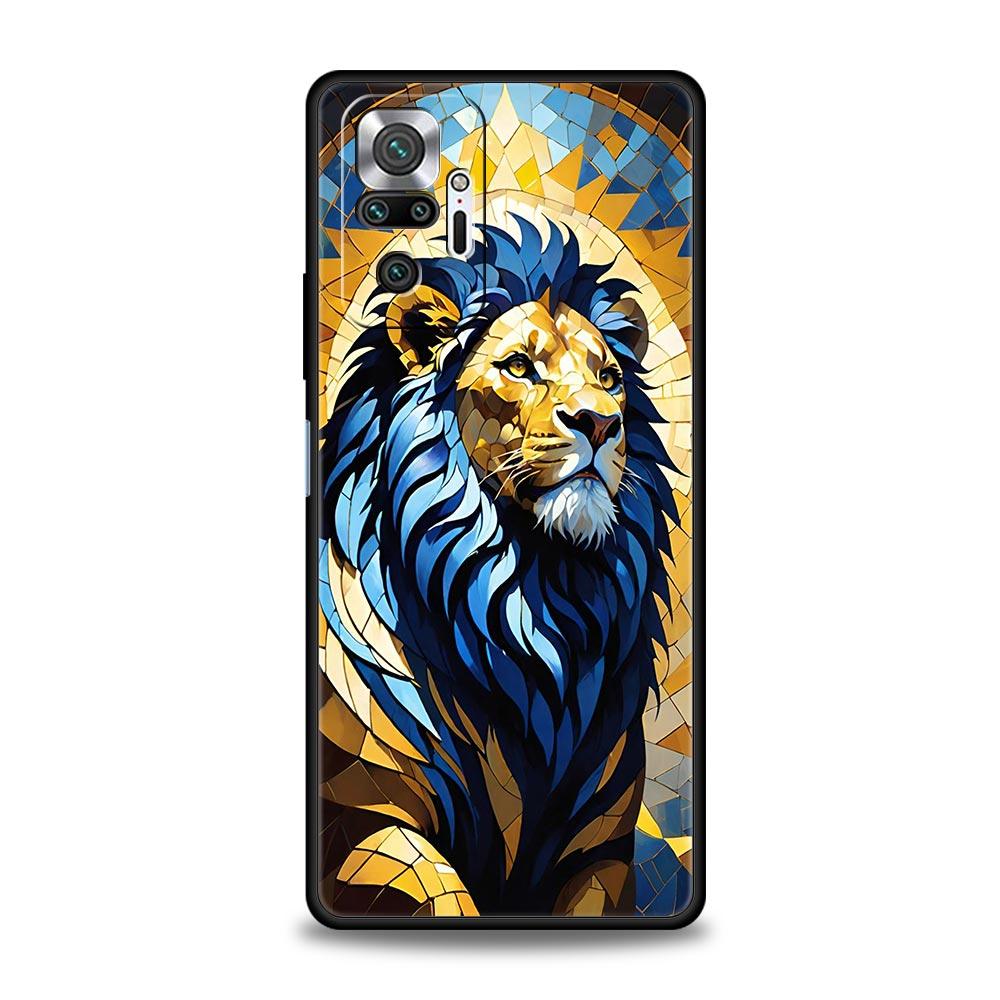 

Cross Pattern Bicolor Lion Phone Case Cover for Redmi 14C 10C Note 15 14 13 12 10 11 K40 Pro Plus 5G Soft TPU Shockproof Fundas Redmi Note 13