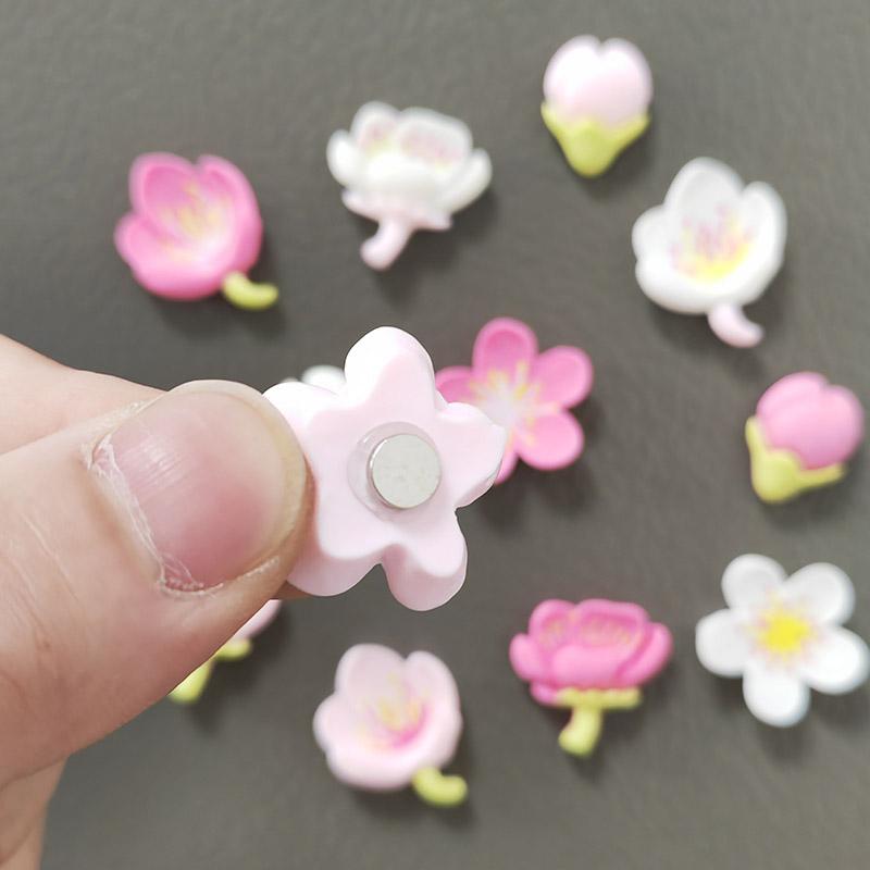 4/12pcs Fridge Magnets Blossom Cherry Flower Pastoral Cute Refrigerator Magnetic Sticker Message Whiteboard Sticker