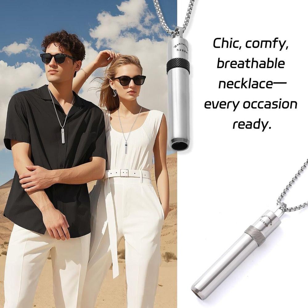 Stainless Steel Breathing Resistance Whistle Necklace Yoga Meditation Necklace  Female Lady Girl