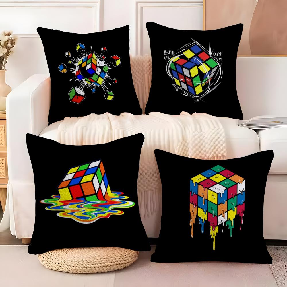Game RRubik CCube Cushion Cover Natural Linen Organic Fabric DoubleSided Printing Sofa Home Decor Breathable Bed Pillow