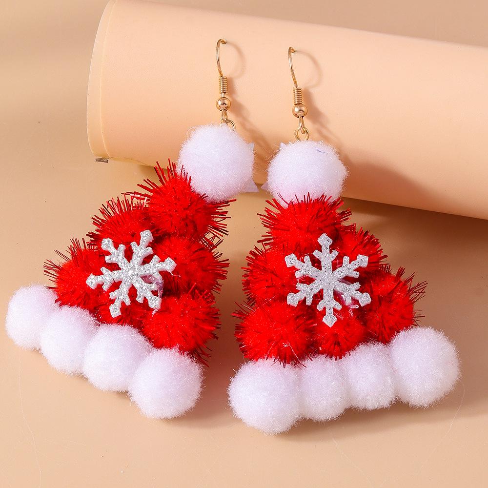 Handmade European-American Christmas Tree & Hat Dangle Earrings
