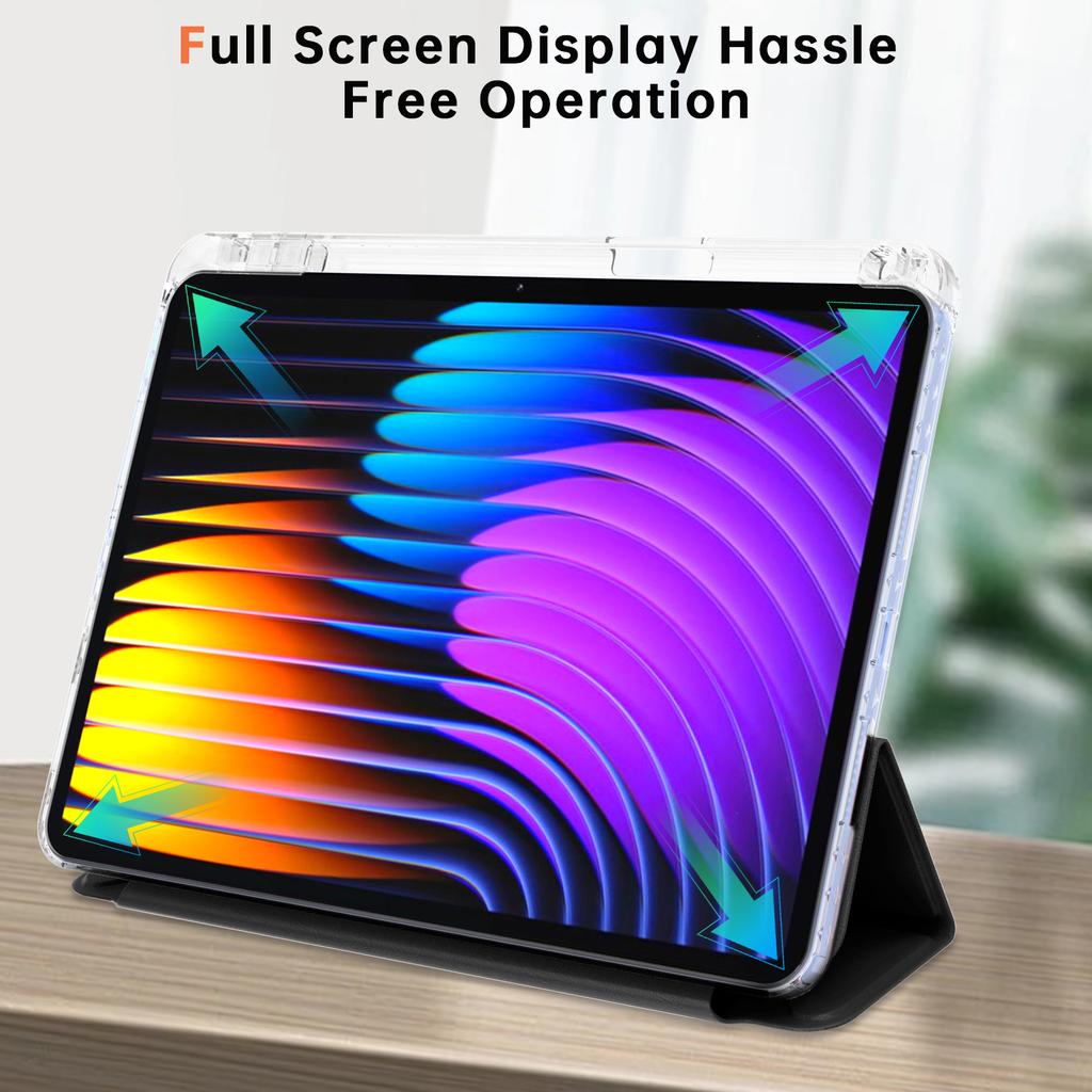 For Xiaomi Pad 7 Pro/Pad 7 Case PU Leather Origami Stand Clear Tablet Cover