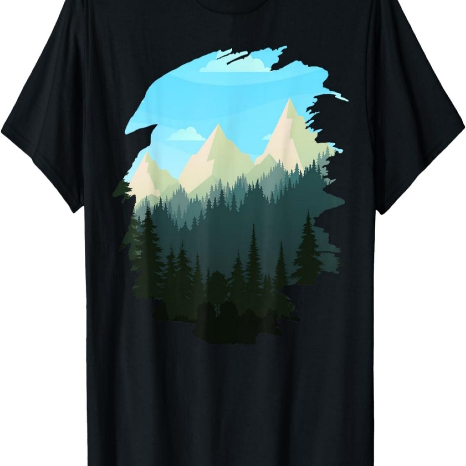Mountain, Nature Trees and Forest T-Shirt(2) S