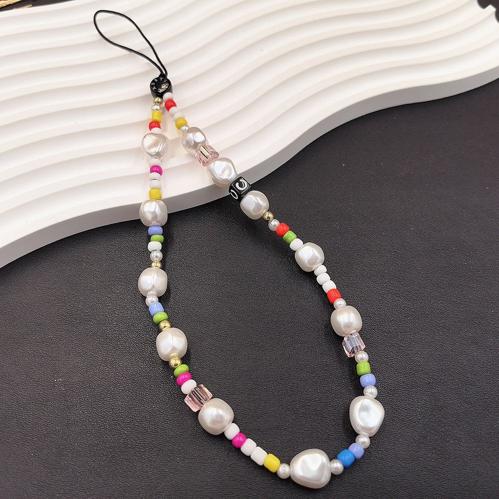 Rainbow Butterfly Bear Head Phone Strap with Crystal Flower Charm