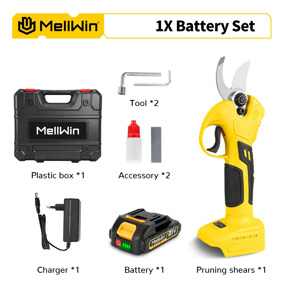 MELLWIN 30mm Brushless Electric Pruning Shears Cordless Fruit Tree Branches Cutter Garden Scissors For Makita 18V Battery Pin