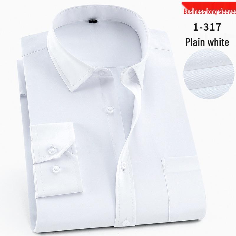 Herren Frühling Weiße Hemden - Lang-/Kurzarm, Gesticktes Logo, Professionelle Geschäftskleidung, 40% Baumwolle Einfarbig Arbeitskleidung