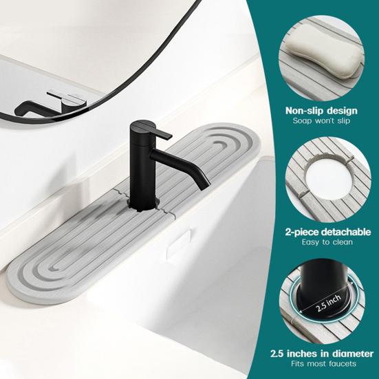 Podložka pod baterii Ochrana proti stříkající vodě na dřez Rychleschnoucí podložka pod kuchyňskou baterii Odvodňovací podložka Vodoabsorpční kamenný tác na koupelnovou desku