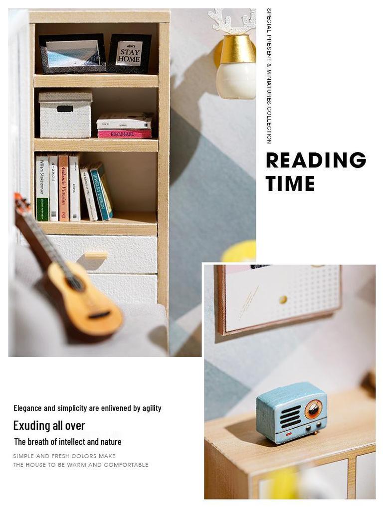 Zhiquwu Mini DIY Dollhouse: Sunshine Study Room - Handmade Architectural Model Toy for Kids