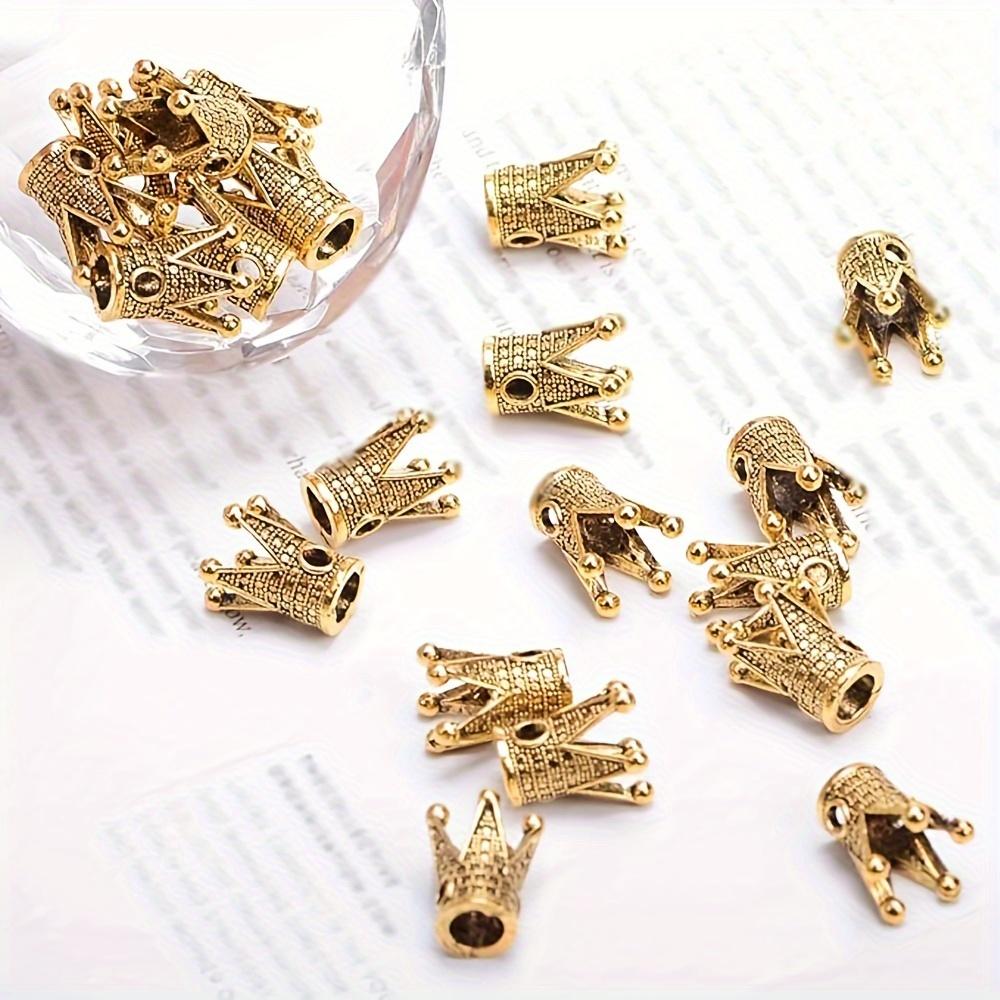 10/30/50 Pieces Solid Metal King & Queen Crown Big Hole Bracelet Connector Charm Beads