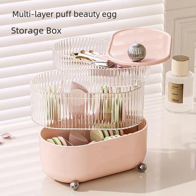Drehbarer Kosmetik-Organizer: Staubdichte Aufbewahrungsbox für Beauty-Ei, Lippenstift und Make-up mit leicht luxuriösem Design