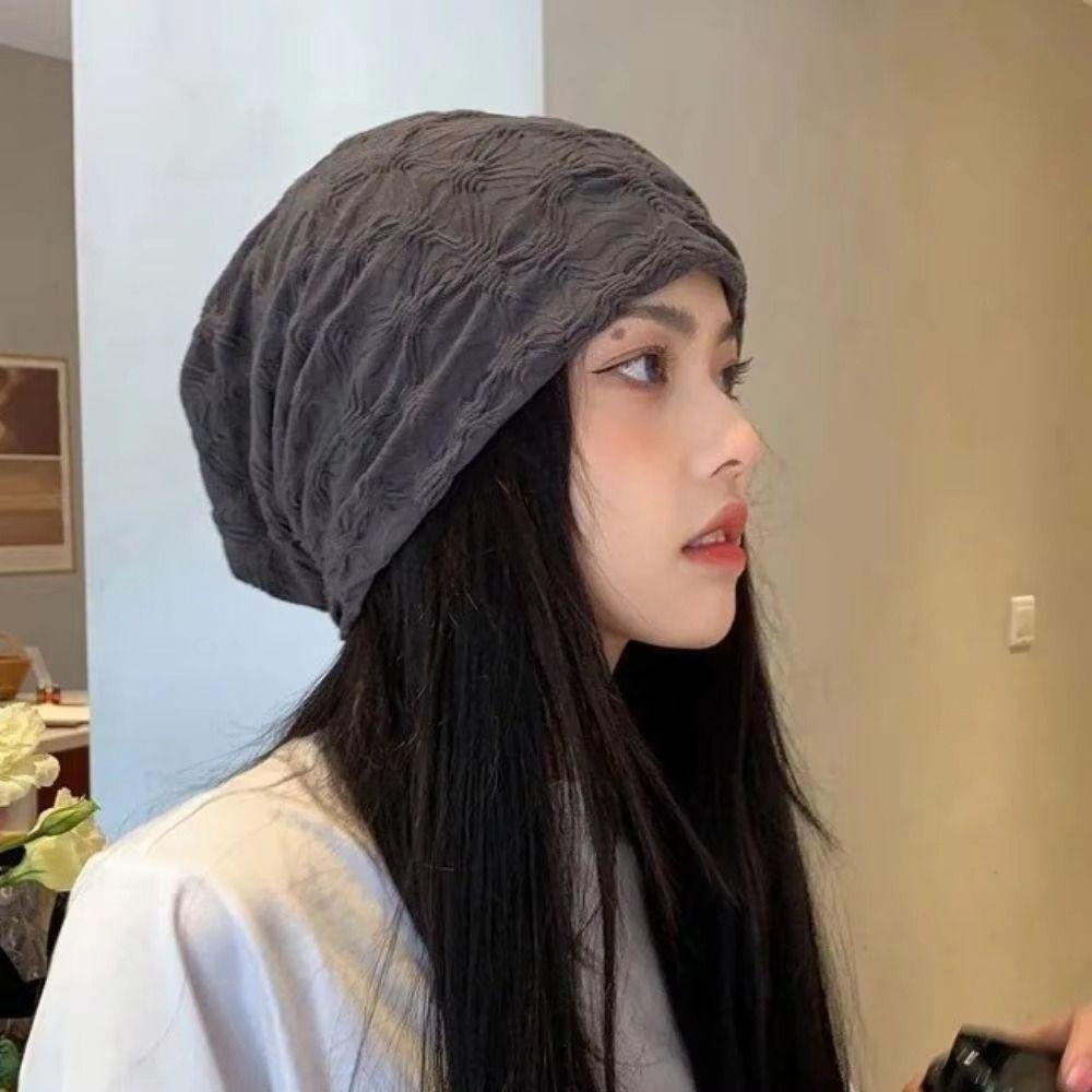 Slouchy Hat Night Sleep Cap Hair Care Hijab Turban Cap Big Head Beanie Hat  Spring Autumn