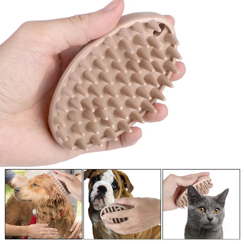 Silicone Pet Bath Brush Dog Cat Massage Comb Soft Bristles Shampoo Scrubber for Grooming Cleaning