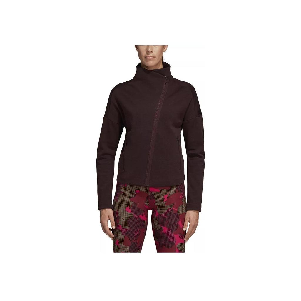 adidas Stella McCartney Soft Touch Solid Color Jacket, Women Comfortable Breathable Daily Sports Casual Night Red Black Outerwear CZ8999