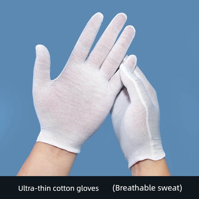 

Легкие Дышащие Белые Перчатки Этикет Работа Мальчик и Девочка Лето Впитывающие Пот Ультратонкие Хлопковые Нити Одноразовые Тонкие Марлевые Перчатки White cotton ultra-thin (6 pairs) M