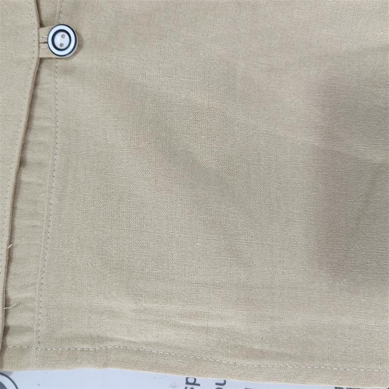 Summer Shirts Men's Cotton Tops White Black Vintage Button Up Stand Neck Short Sleeve Shirt Men Solid Color
