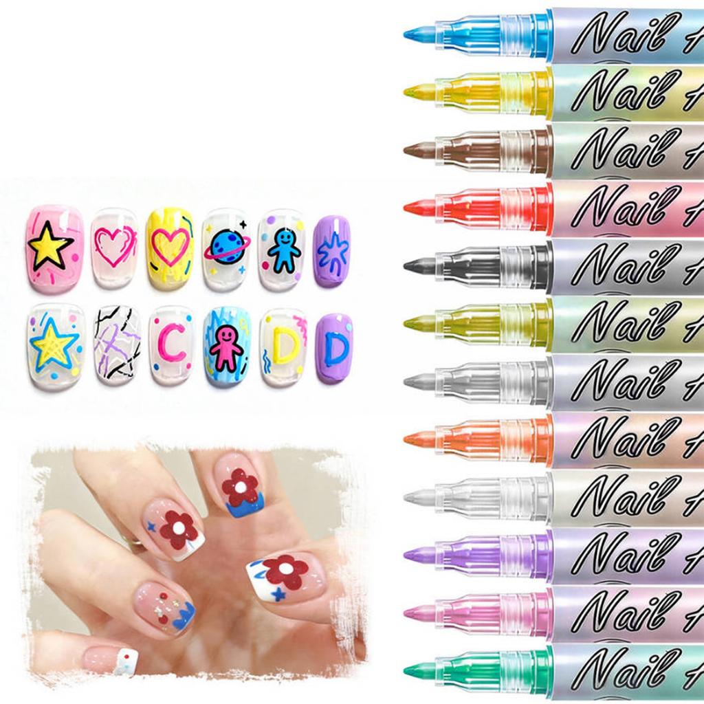 Nail Pen Painting And Outlining Pen 0.7mm Nail DIY Quick-drying Pen Colorful Painting And Outlining Nail Pen 30ML