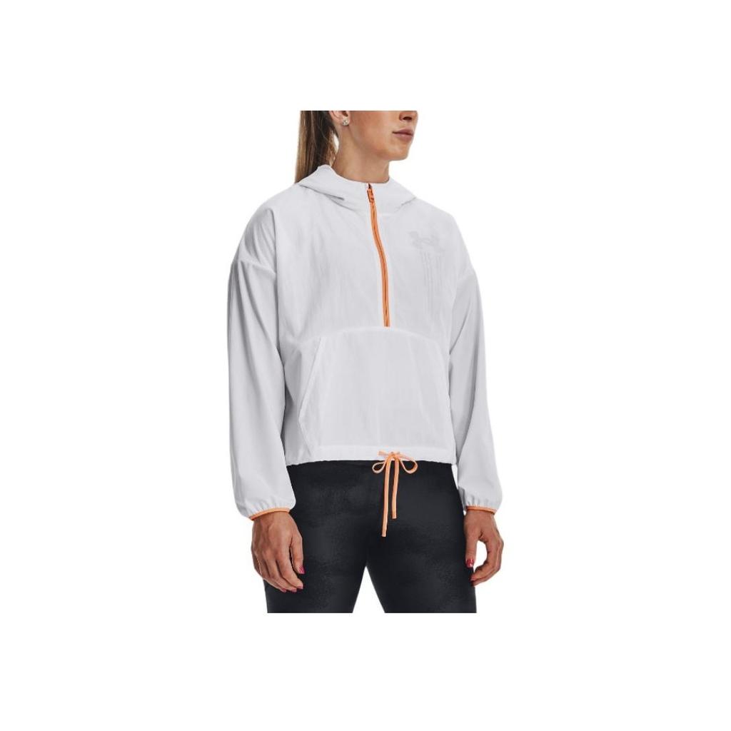 Under Armour Solid Print Woven Hooded Jacket Women Outerwear White 1377550-100