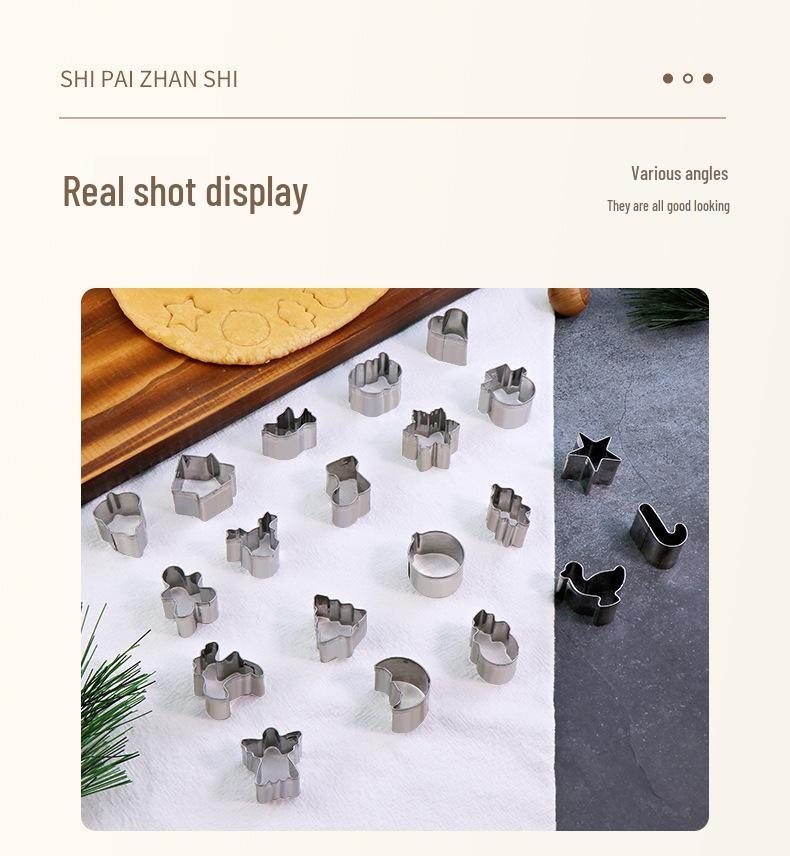 20-Piece Christmas Cookie & Cake Molds Set - DIY Stainless Steel Snowflake & Tree Designs