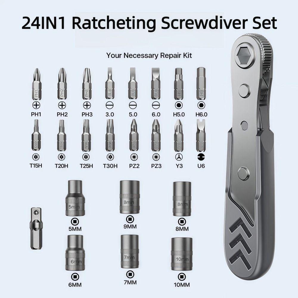 Right Angle Ratcheting Screwdriver Set 36-Tooth Offset Screwdriver Set Repair Tools