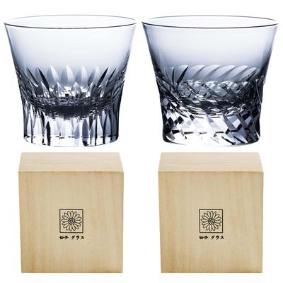 LUGUFON Whiskey Crystal Cut Paulownia Wood Perfect for Cold Plum and Perfect for and Popular 270ml of Wings Light of Glasses, Glasses, Pair, Elegant,
