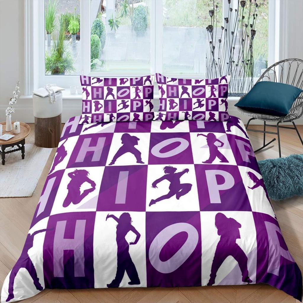 3D Printed Street Dance Bedding Set, Watercolor Soft Microfibre Duvet Cover Sets Quilt Cover And Pillow Set With Zipper 2 Pcs