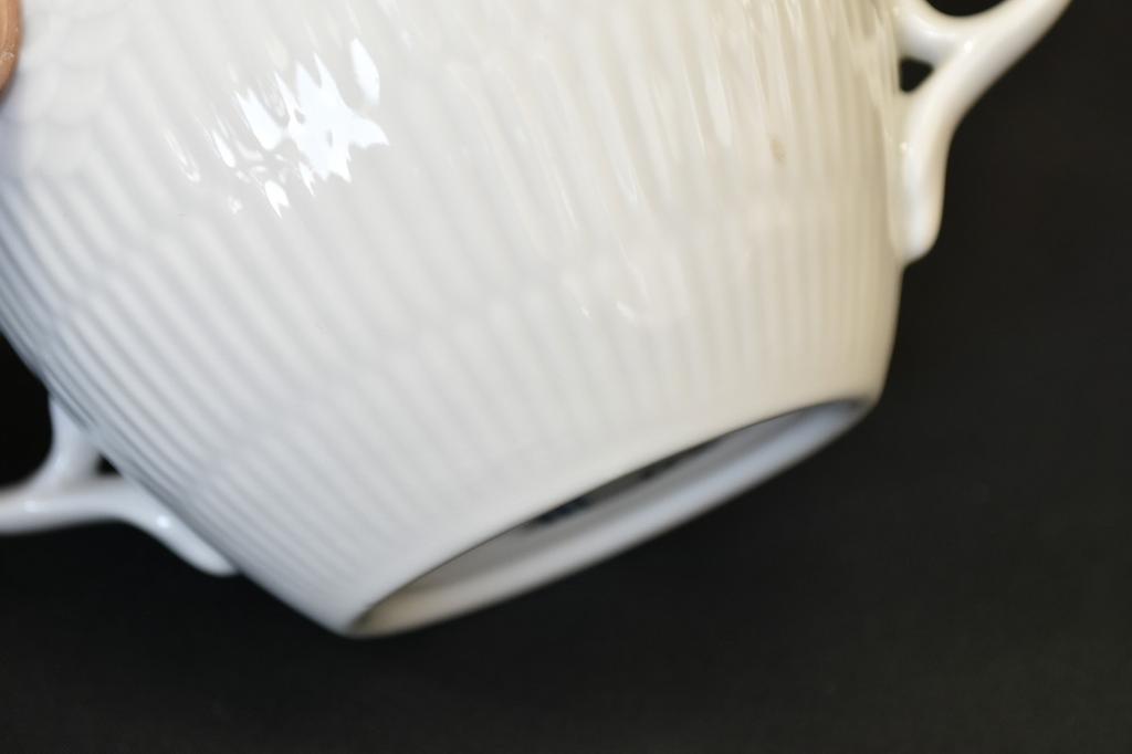 ROYAL COPENHAGEN White Fluted Half-Lace Sugar Pot Denmark Vintage Rare
