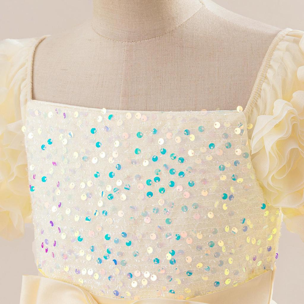 Europäisches & Amerikanisches Blumenmädchen Kurzarm Prinzessinnenkleid: Kinder Abend- & Hochzeitsoutfit