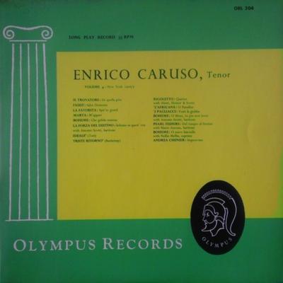 LP Record ENRICO CARUSO  Enrico Caruso Volume 4  New York 1 ORL304 OLYMPUS 1961 UK Classical Used