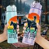 1PC Little Cowboy Horse Sunset 750ml Color Plastic Sports Water Bottle Leakproof Flip Straw Lid Suitable for Sports Office Home Use