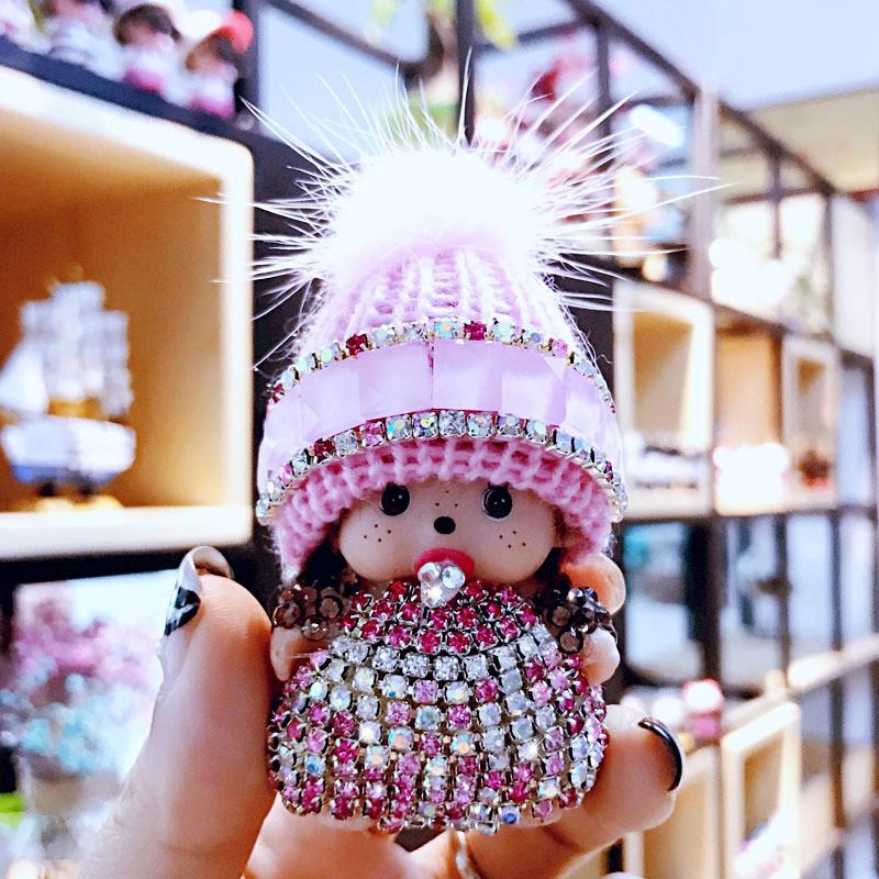 Ключниця Monchhichi з кристалами, в'язана шапка, підвіска з норки, призовий обмінний подарунок з аркади