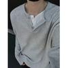 Men's Autumn Korean Style Slim-Fit Henley Long-Sleeve T-Shirt