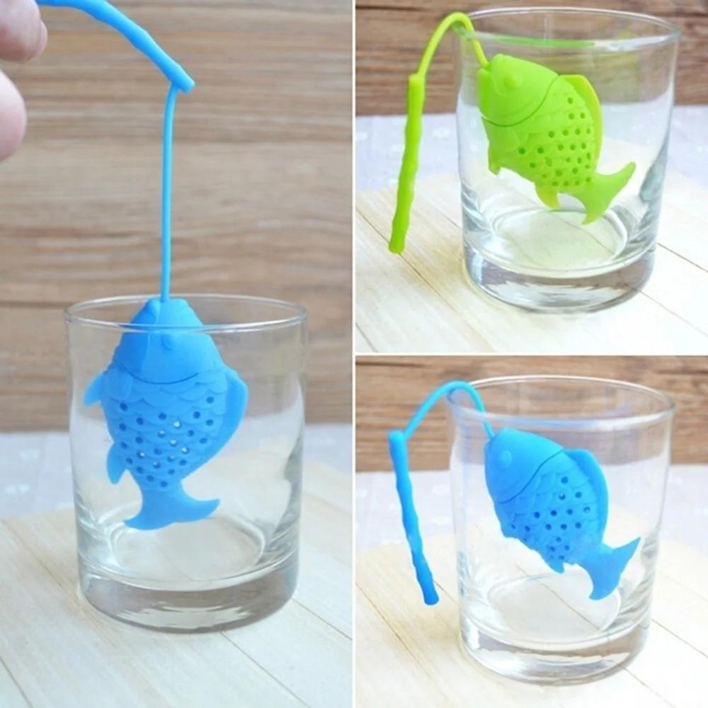 Fun Cartoon Tea Accessories High Quality Fish Shape Tea Strainer Food Grade Silicone Loose-leaf Tea Infuser Filter Diffuser