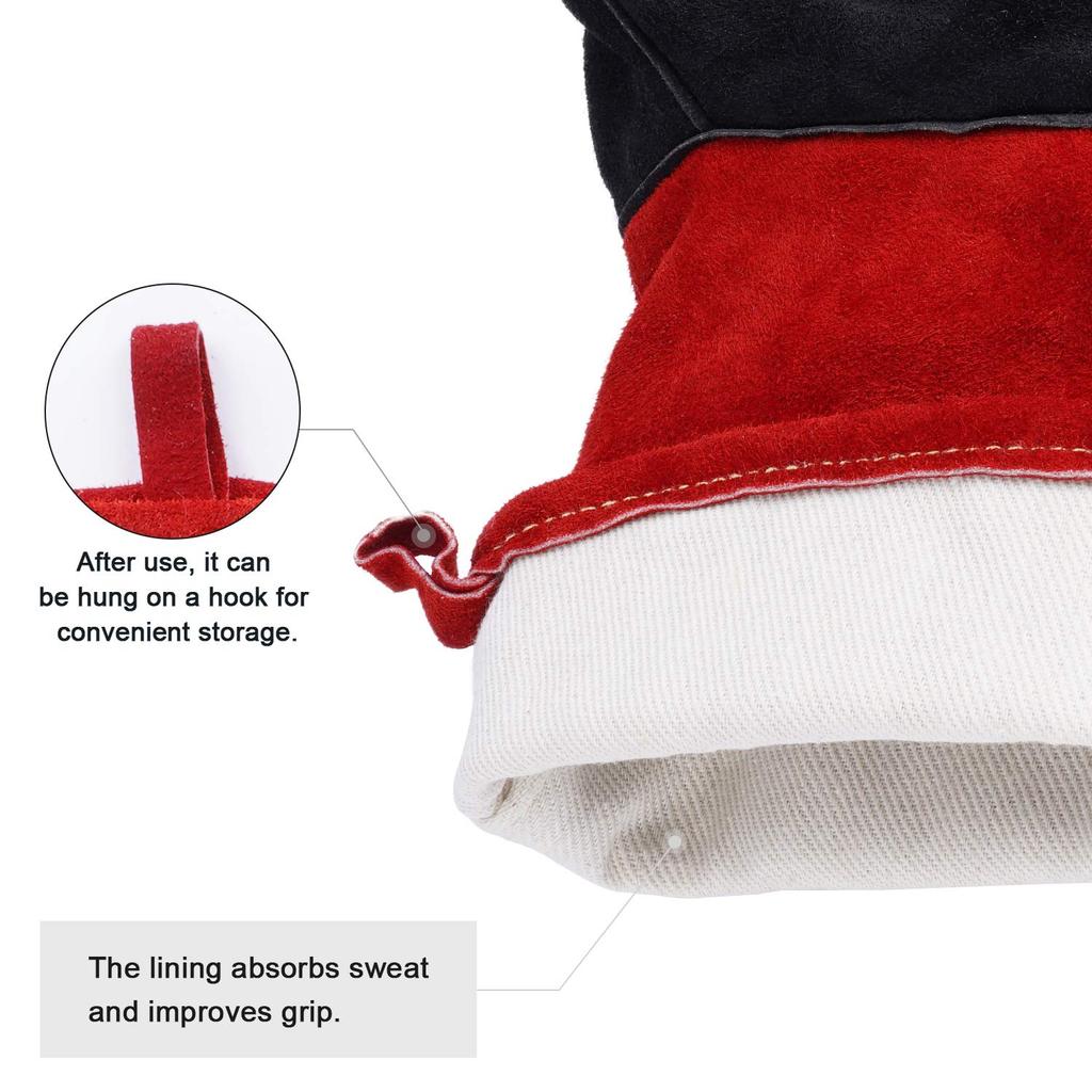 ANDELI Leather MIG Welding Thick and Cowhide Leather Gloves for Fire and Dog Bite Gloves, Soft, Heat-Resistant, Double-Layer Welding, Potholders,