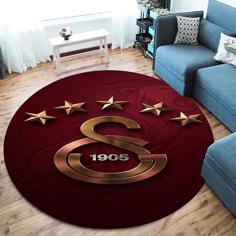 Galatasaray S Round Area Rug,Carpet Rug for Living Room Bedroom Sofa Playroom Decor,Non-slip Floor Mat