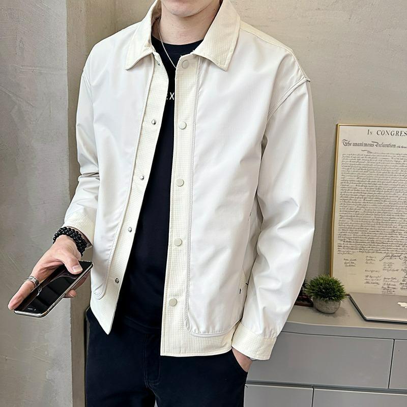 2025 Men's Casual Street Style Jacket - Trendy Lapel, High-End Workwear for Spring & Autumn