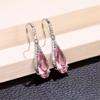 Luxury Copper Color Metal Inlaid Pink Zircon Earrings for Women Exquisite Fashion Engagement Wedding Dangle Earrings Jewelry