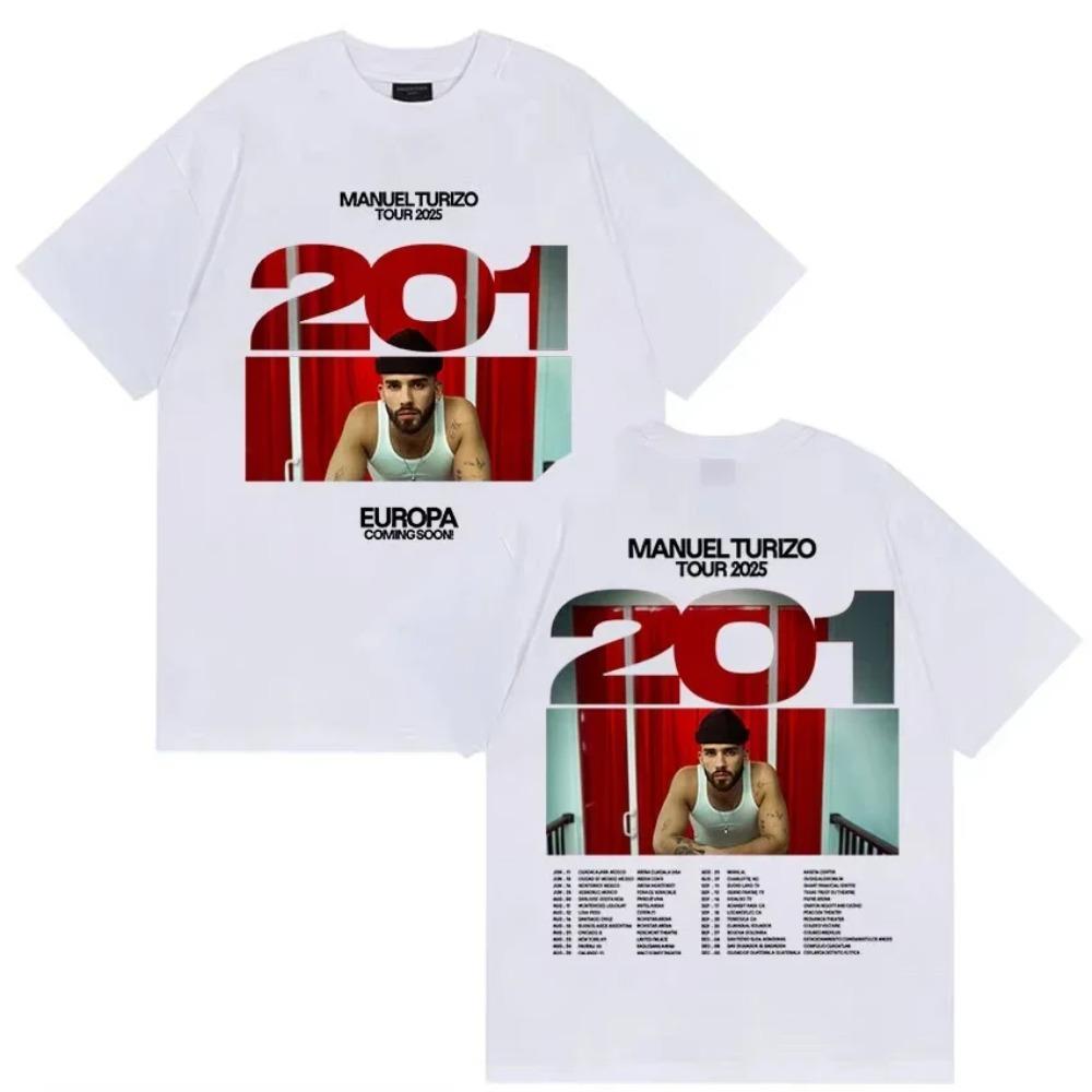 Rapper Manuel Turizo Tour 2025 Graphic T-Shirt Men Women Hip Hop Loose Short Sleeve T Shirt Vintage Plus Size  Tees