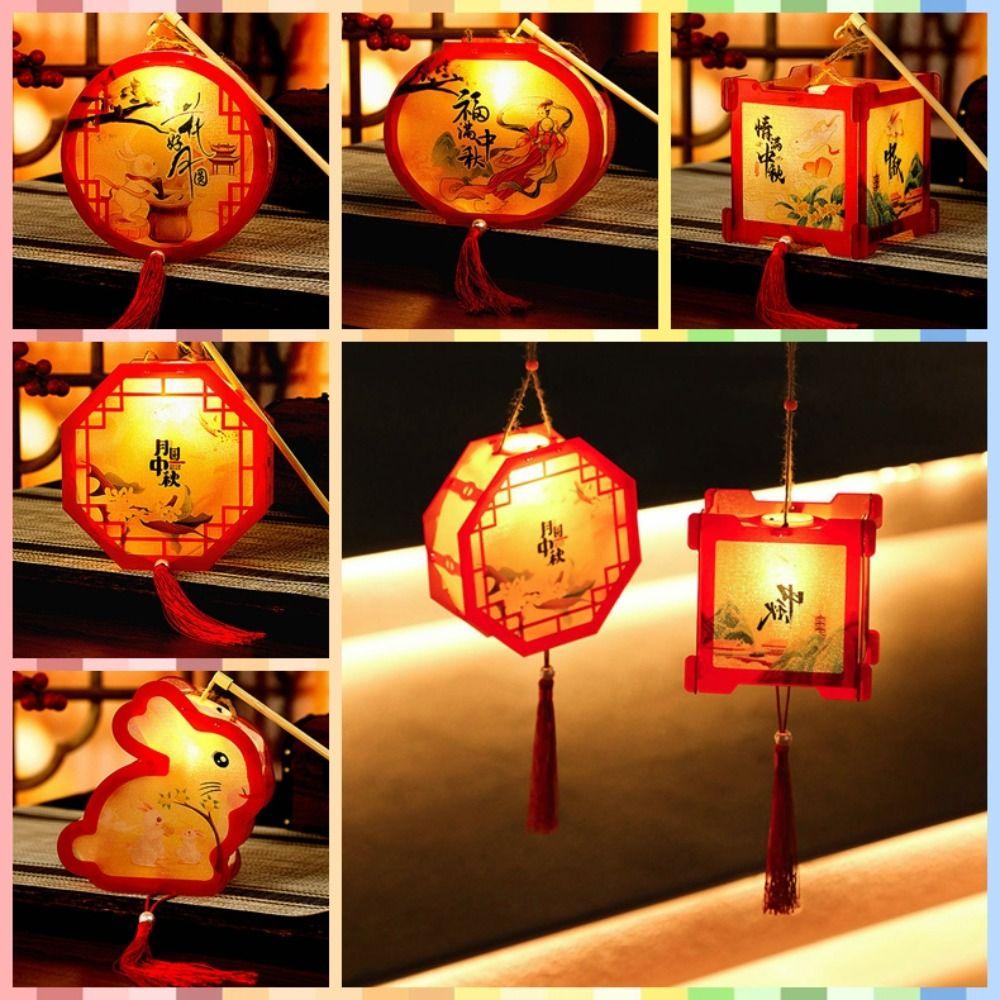 

Rabbit/octagon Shaped Luminous Lantern Plastic Glowing Lanterns Mid-Autumn Festival