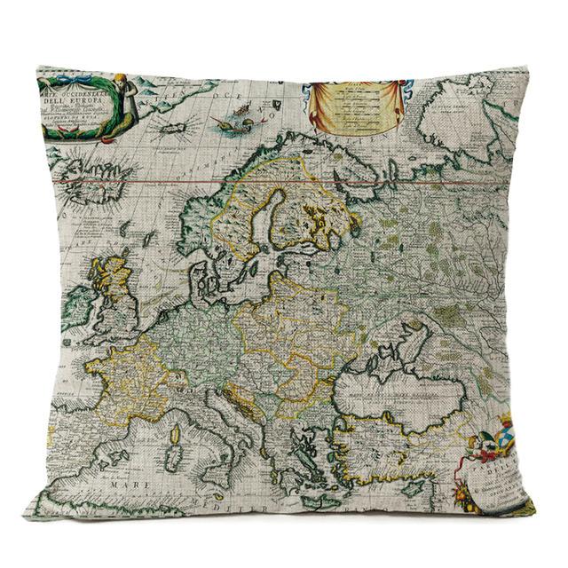 Federa Cuscino Mappa Antica Retro Decorazione Casa Ufficio Divano