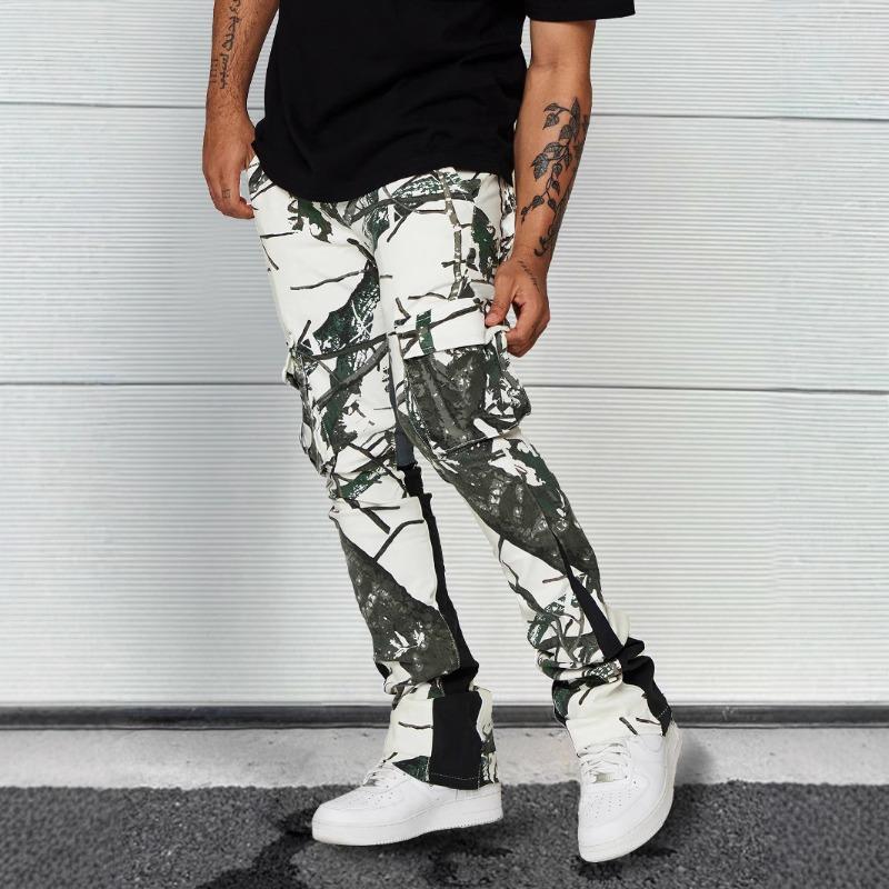 

Overalls Tide Brand High Street Loose Printing Leaf Camouflage Casual Straight Pants 0 S