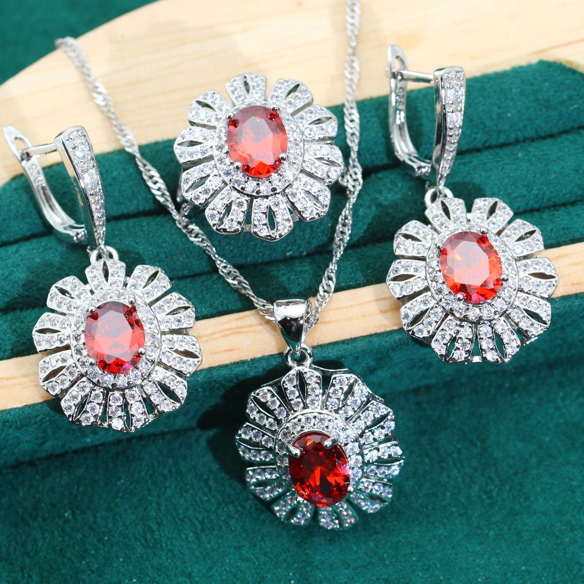 Европейский и N антиаллергенный циркон ожерелье серьги открытое кольцо ювелирный комплект