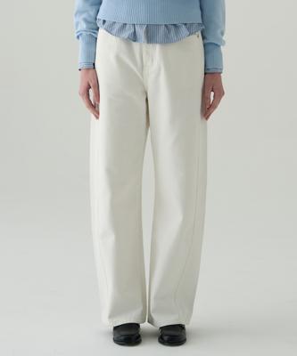 Deuloupisumeon Curved Wide Fit Denim Pants [White]