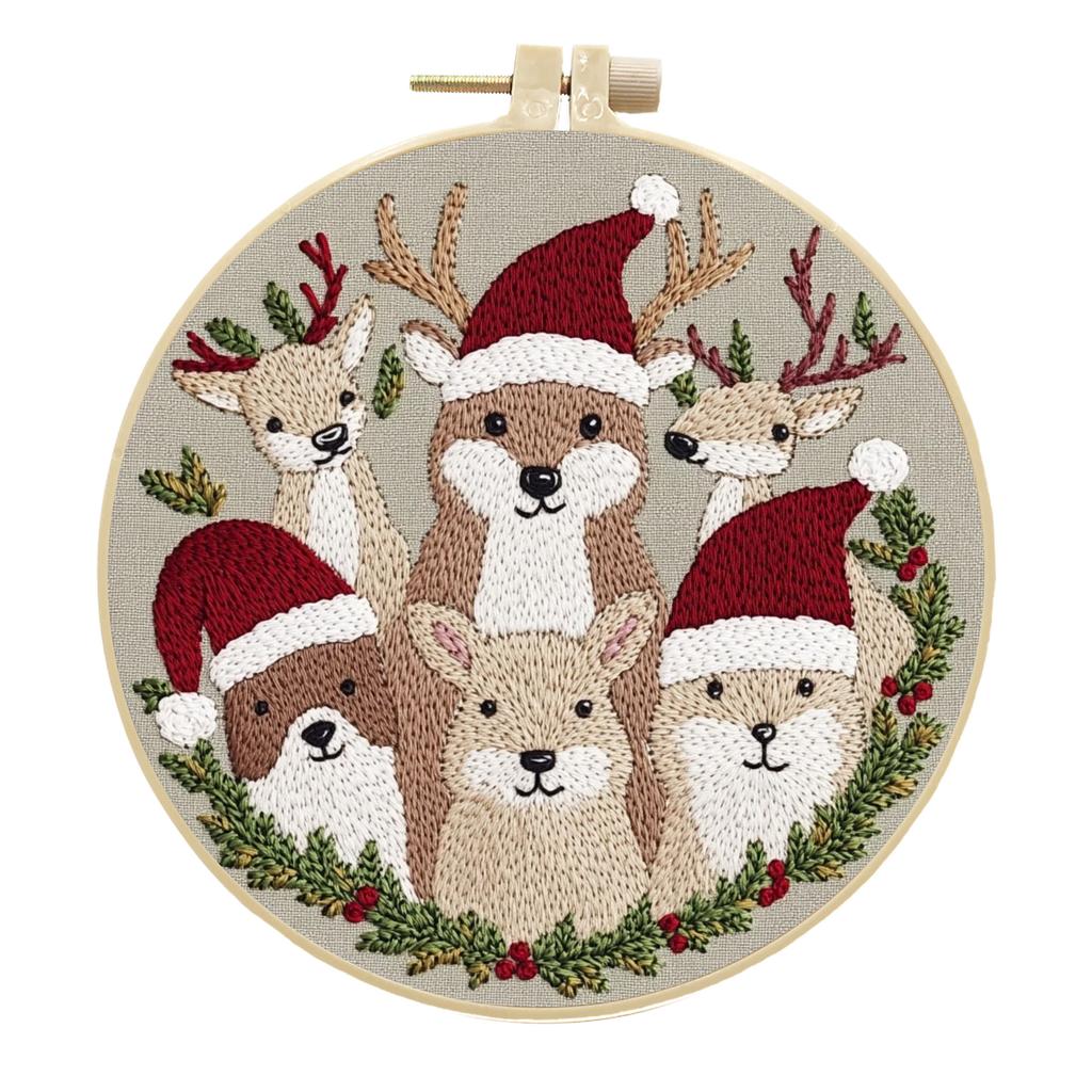 1 Set This DIY Reindeer Embroidery Kit Includes Tools and Stitch Tutorials Suitable for Beginners. It's a Handmade Embroidery Fabric Material Kit.