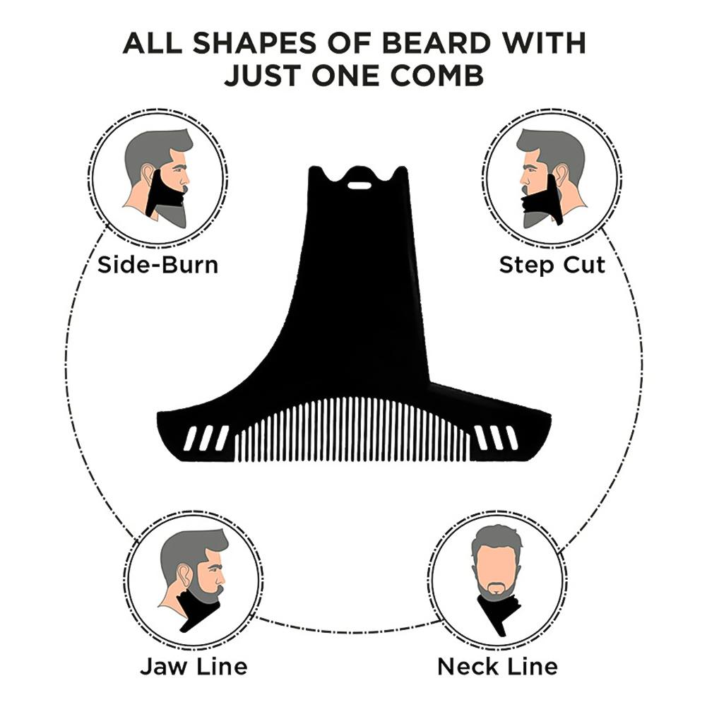 Innovative Design of Multifunctional Double-sided Beard Comb Six In One Men's Beard Styling Template Comb
