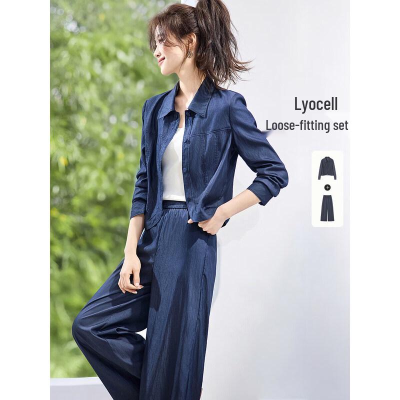 Women s Lyocell Commuter Wide-Leg Pants Set S