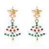 Fashion Christmas Asymmetrical Drop Earrings for Women Santa Claus Bells Snowman Xmas Tree Boots Hat Earring Girls Party Jewelry