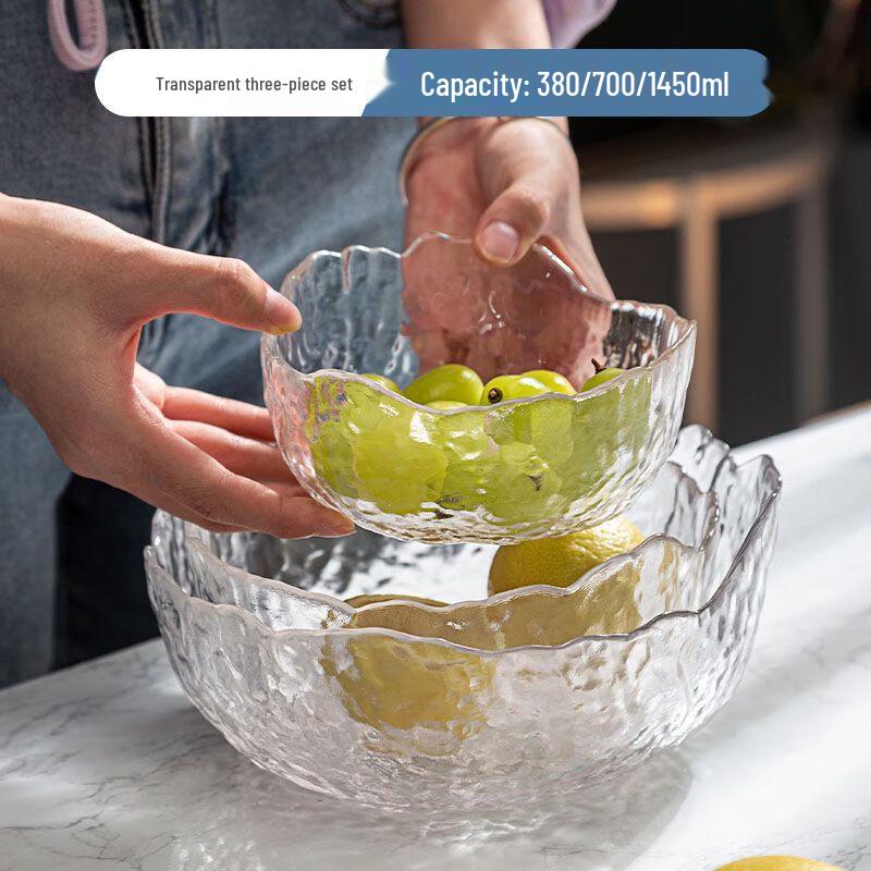 Современный салатник из кованого стекла с золотым ободком 5cm