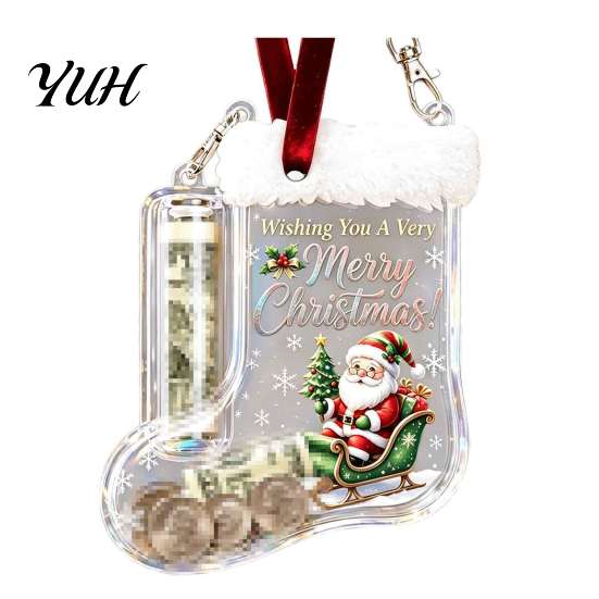 Christmas Party Gift for Friends Cash Stocking, Money Holder Hanging Ornament, Unique Funny Stocking Ornament Xmas Tree Decoration Reusable